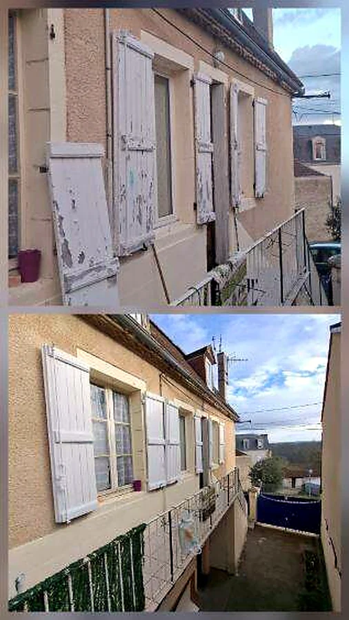 Peinture extérieure d'une maison et de ses volets à Gramat