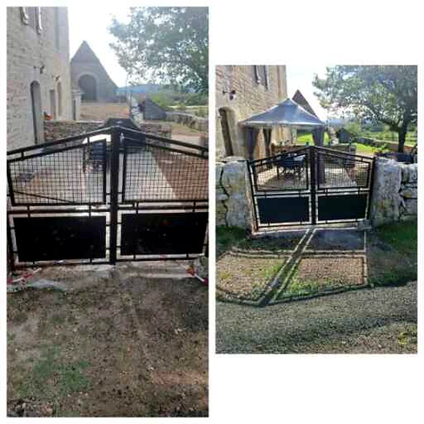 Avant après de la rénovation d'un portail dans le Lot